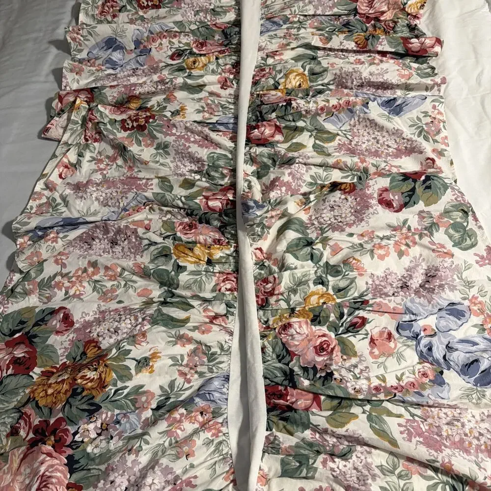 Vtg Ralph Lauren Allison FULL Bed Skirt Dust Ruffle Floral Roses French Country